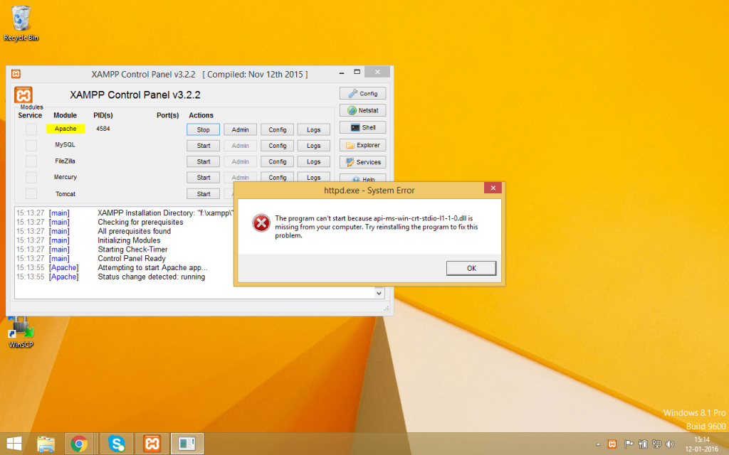 Erro api-ms-win-crt-runtime-l1-1-0.dll Resolvido