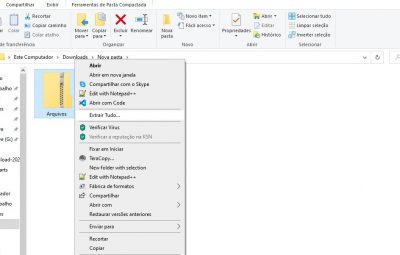 Extrair arquivos ZIP no Windows