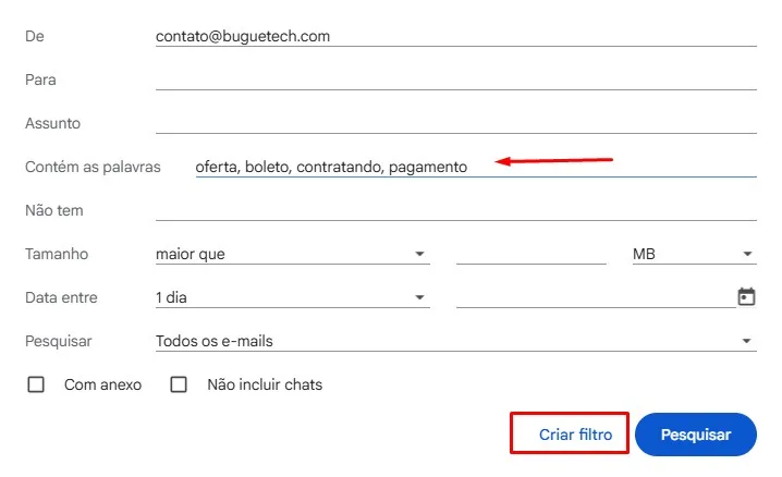 Como configurar filtros do Gmail